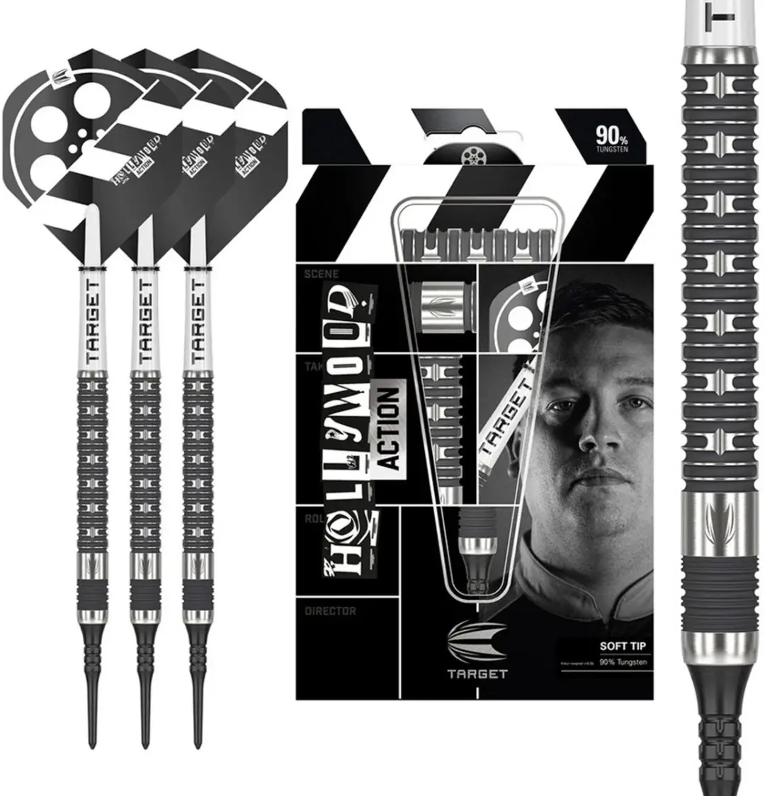 Target Chris Dobey Hollywood Action Darts - 3 Stuks - Zwart/Zilver