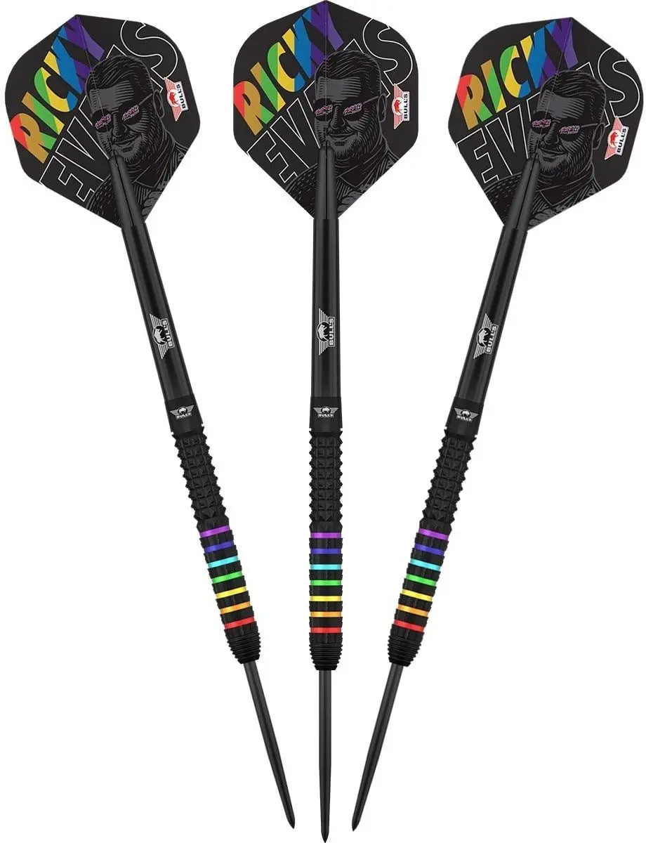 Bull's Ricky Evans 95% Dartpijlen 23g - Regenboog - 3 Stuks - afbeelding 6 van 6