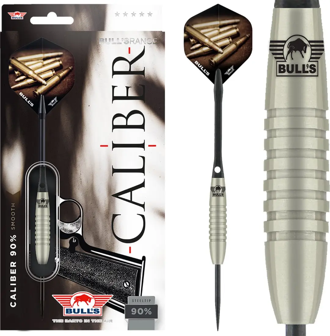 Bull's Caliber 90% Smooth Dartpijlen 25g - 3 Stuks - Zilver