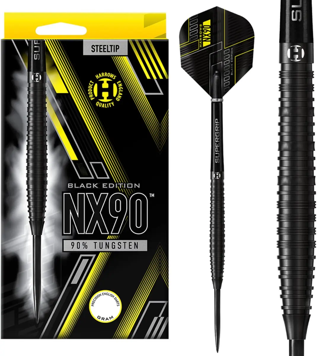 Harrows NX90 Black Edition Darts - 3 Stuks - 90% Tungsten 26GR - afbeelding 6 van 6