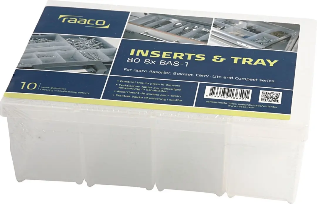Raaco 80 8xBA8-1 Assortimentskoffer-inzet 220x69x160mm - Transparant