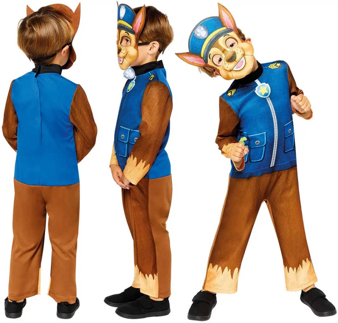PAW Patrol Chase Verkleedpak - 110 (4-6 jaar) - Bruin/Blauw