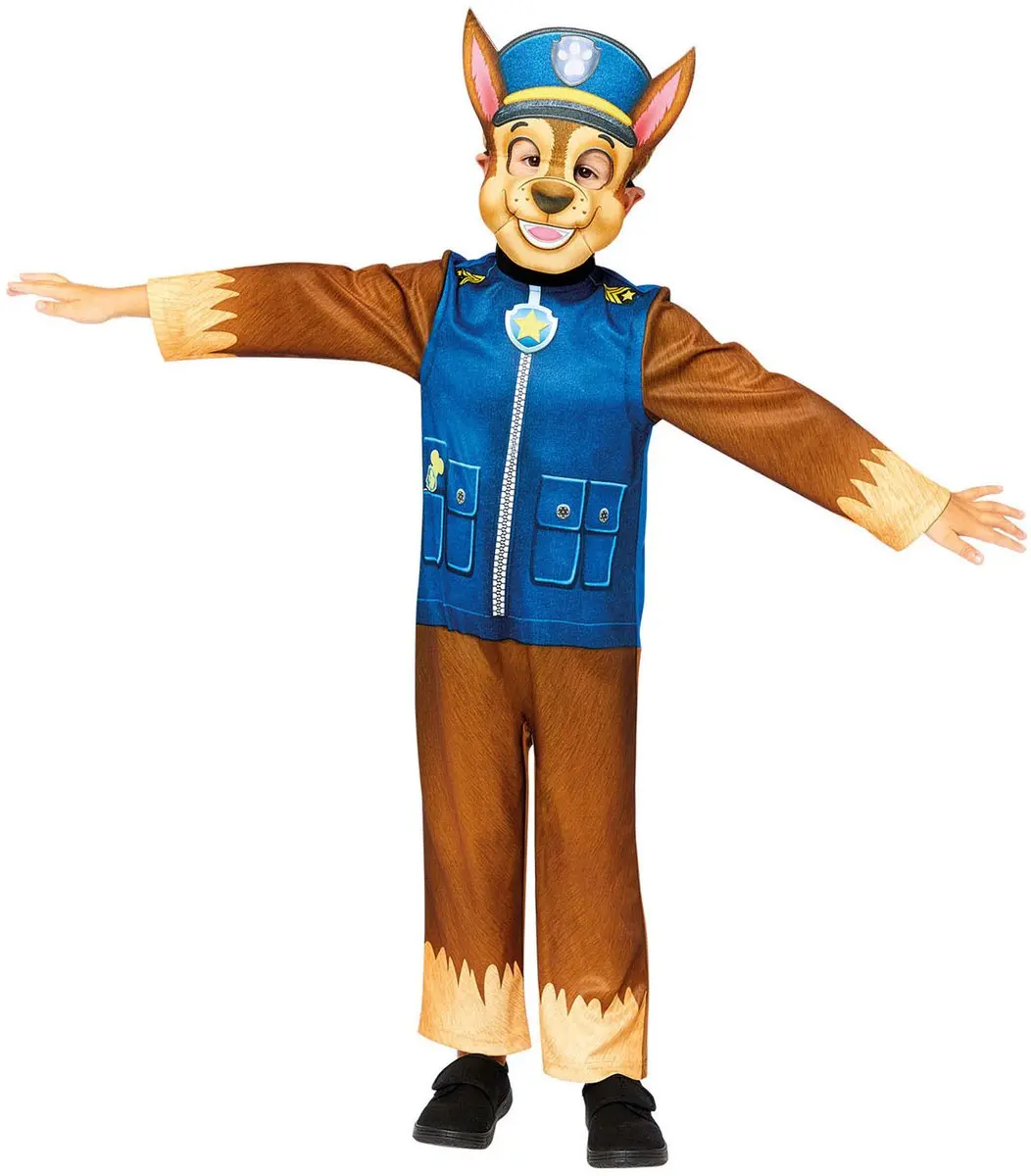 PAW Patrol Chase Verkleedpak - 110 (4-6 jaar) - Bruin/Blauw