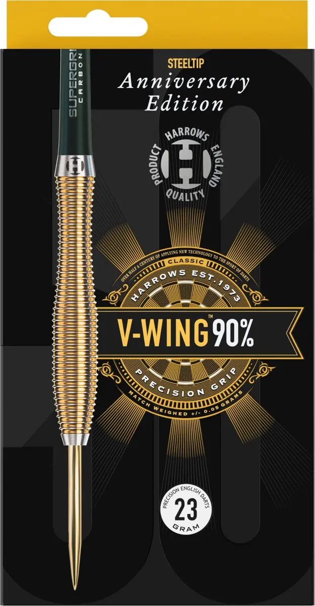 Harrows V-Wing 21GR Tungsten Darts - 3 Stuks - Goud/Zilver