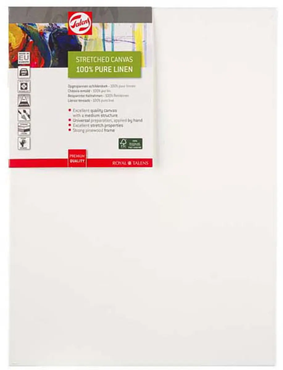 Talens Opgespannen Linnen Canvas 30x40cm - Medium Textuur - Beukenhouten Pinnen