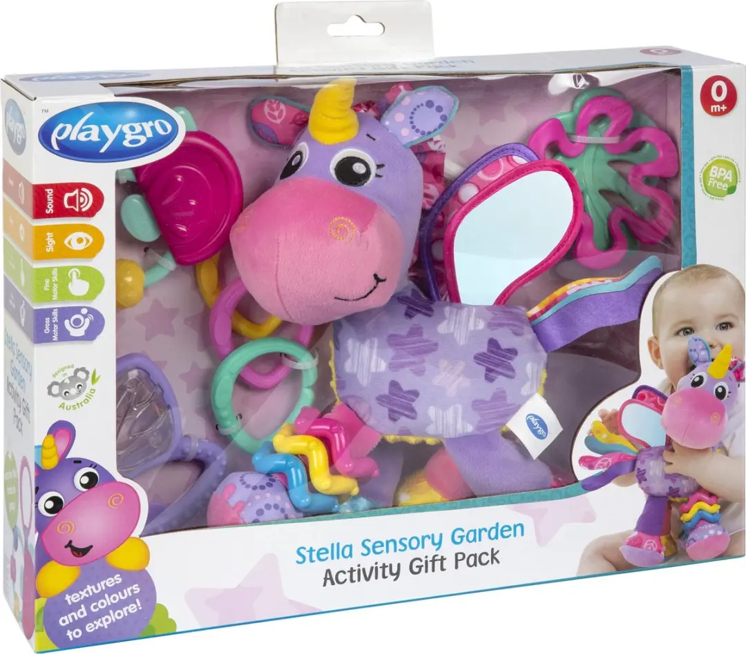 Playgro Stella Eenhoorn Geschenkset - 3 Bijtpseeltjes & 3 Ringen - Multi