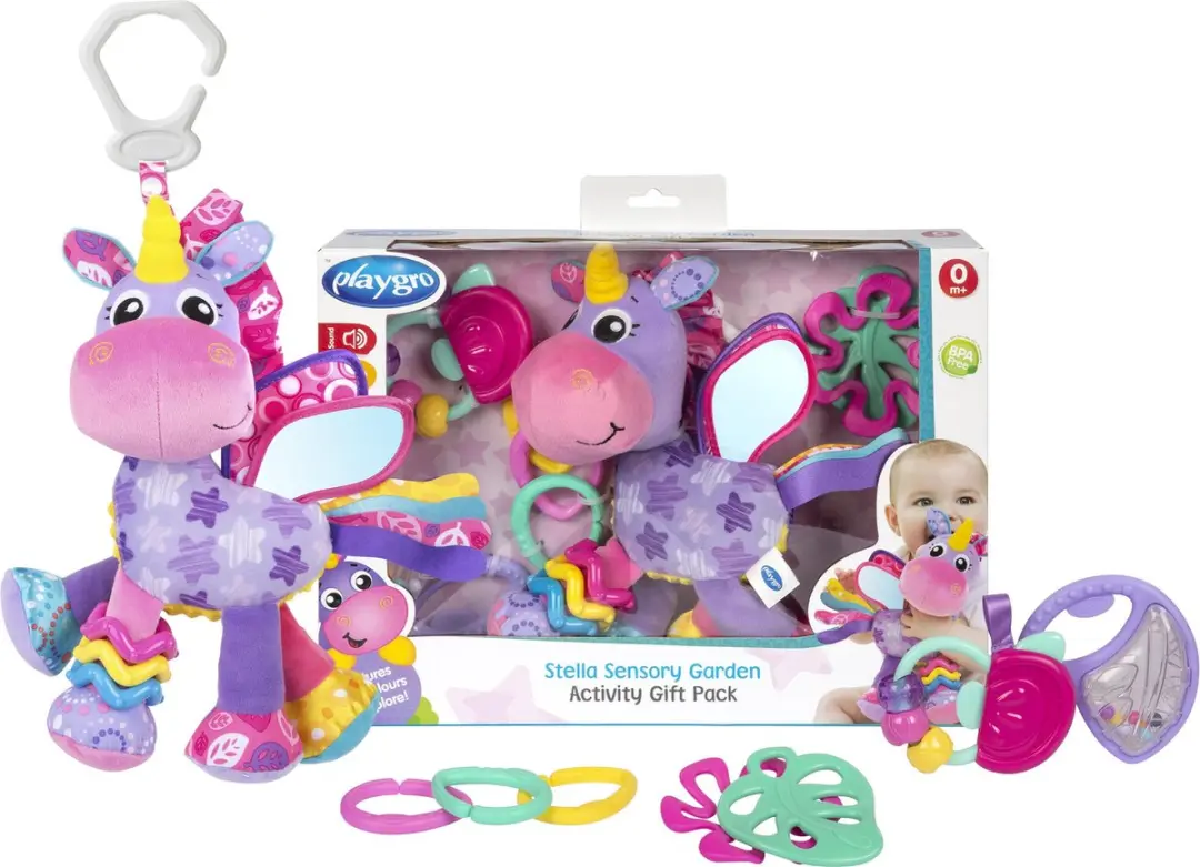 Playgro Stella Eenhoorn Geschenkset - 3 Bijtpseeltjes & 3 Ringen - Multi