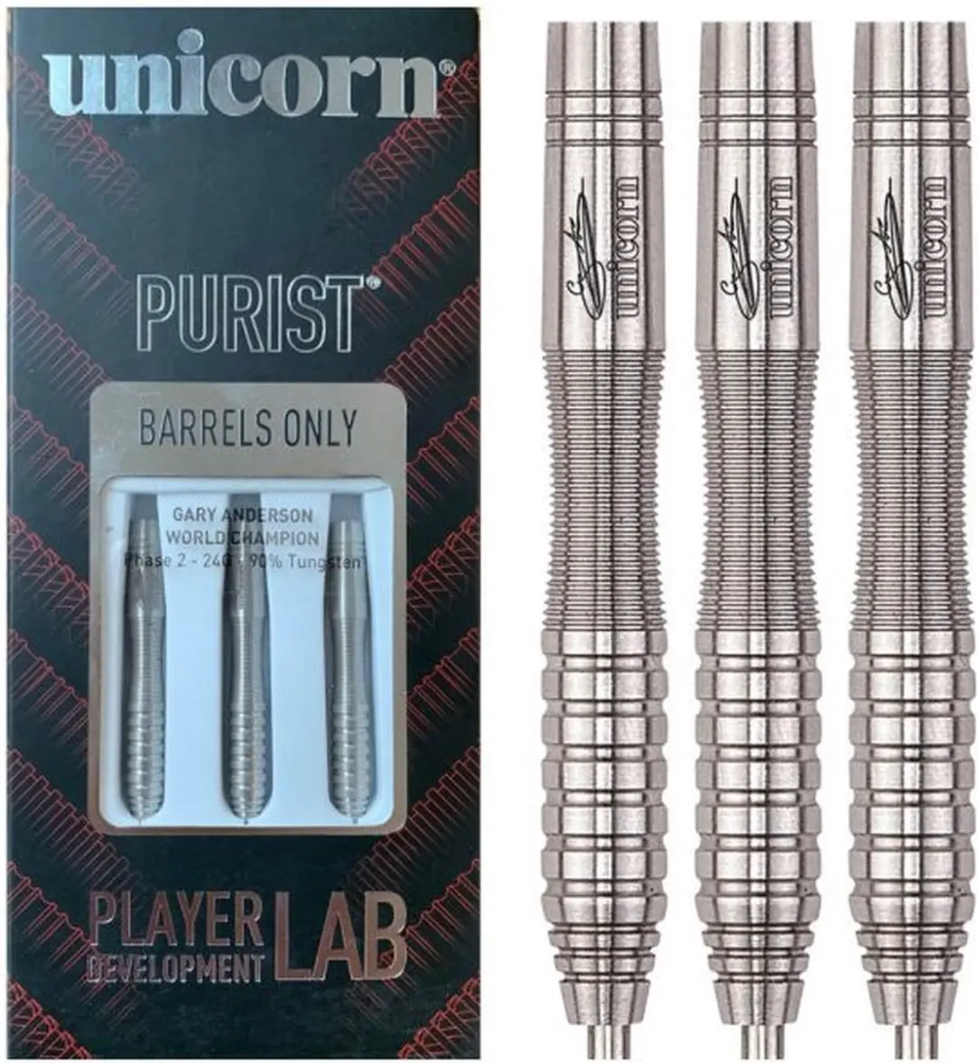 Unicorn Purist Gary Anderson W.C. Phase 2 Dartpijlen - 3 Stuks - Zilver
