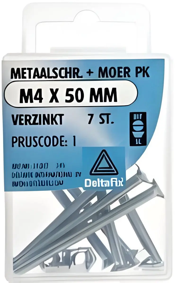 Deltafix Metaalschroeven M4x50mm - Verzinkt - Grijs