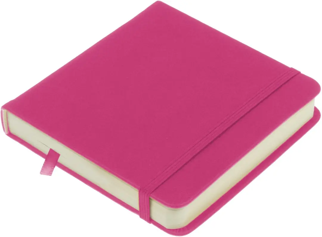 Kangaro Schetsboek 160 Pagina's 12x12cm - Hot Pink - met Elastiek en Lint