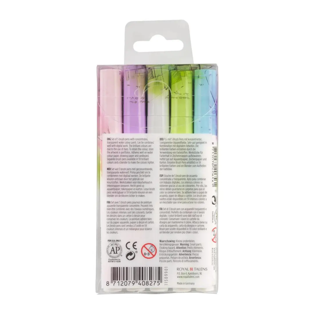 Ecoline Brush Pen Set Pastel - 5 Stuks