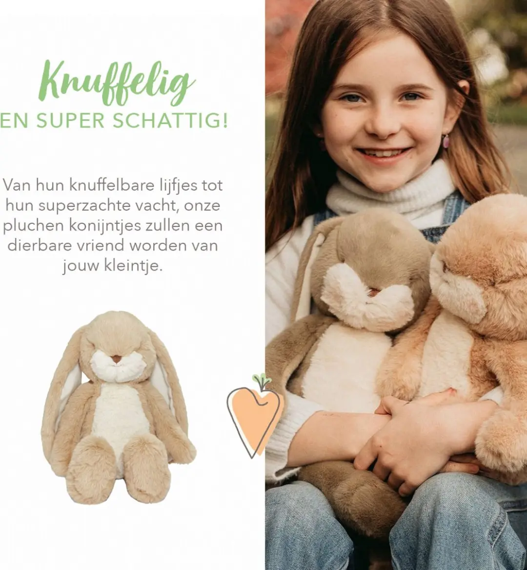 Bunnies By The Bay Floppy Nibble Knuffel - Amandel 44cm