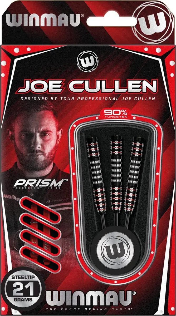 Winmau Joe Cullen Ignition Series Dartpijlen - 3 Stuks - Zwart/Rood/Zilver