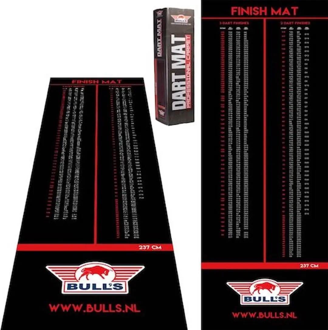 Bull's Dartmat Tapijt Finish 300x90cm - Inclusief Oche - Zwart/Rood