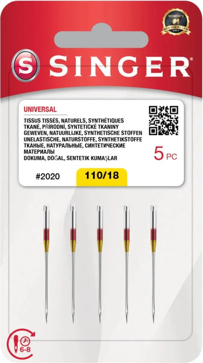 Singer Universal 2020 110 Naalden - 5 Stuks - Goud/Zilver/Rood