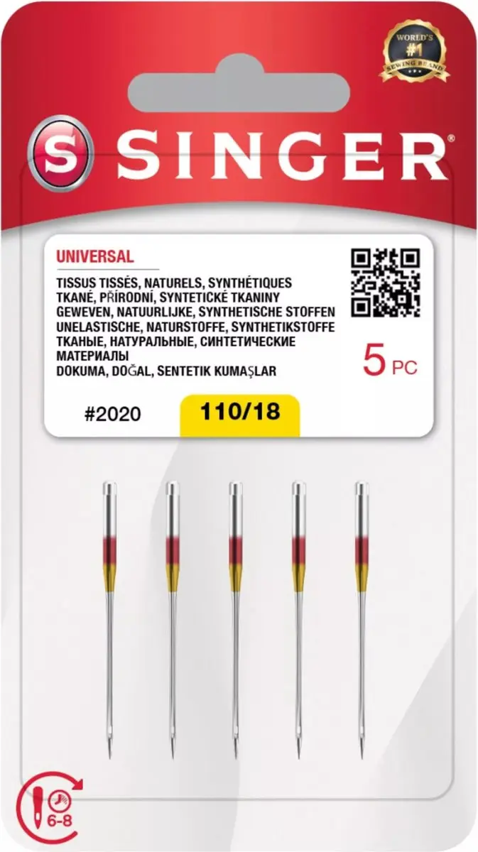 Singer Universal 2020 110 Naalden - 5 Stuks - Goud/Zilver/Rood