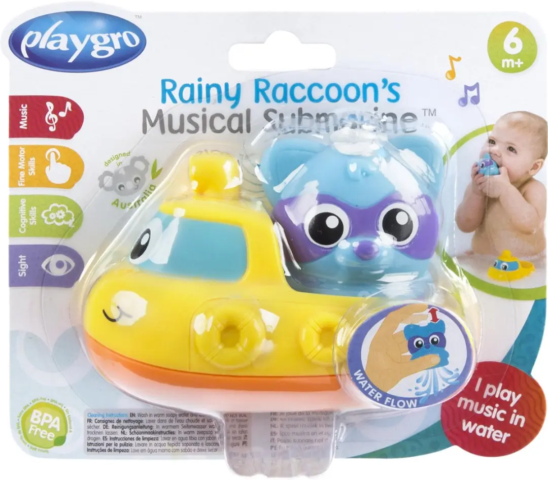 Playgro Rainy Raccoon's Musical Submarine 9321104876294 - Geel/Blauw