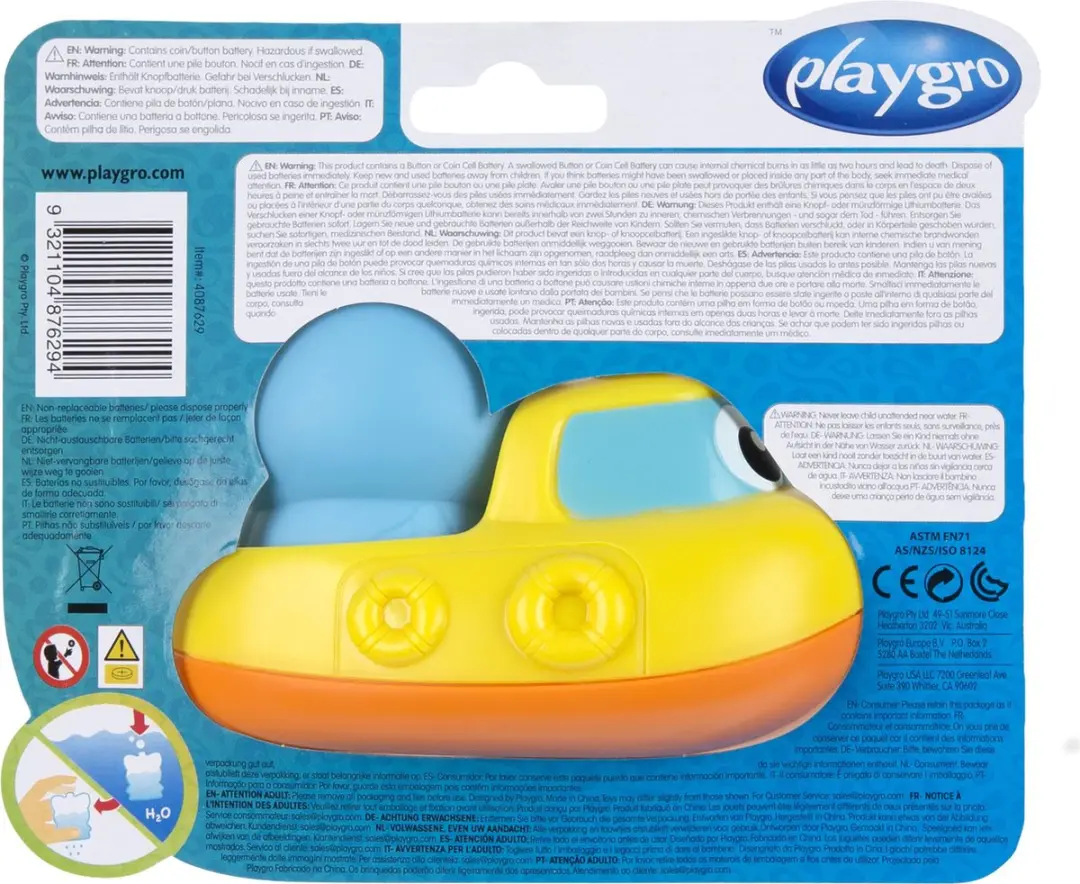 Playgro Rainy Raccoon's Musical Submarine 9321104876294 - Geel/Blauw