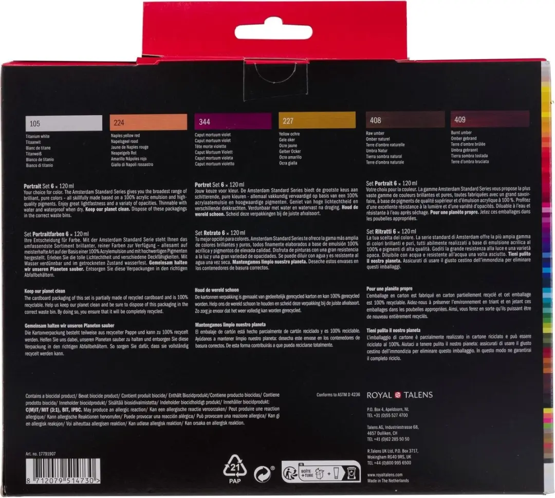 Amsterdam Standard Series Acrylverf Portret Set - 6x120ml - Assorti