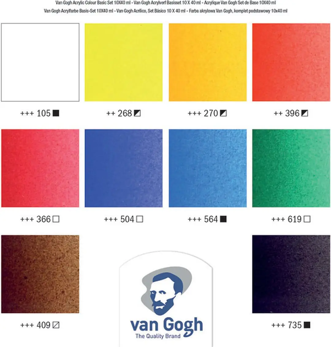 Van Gogh Acrylverf Basisset - 10 Kleuren 40ml