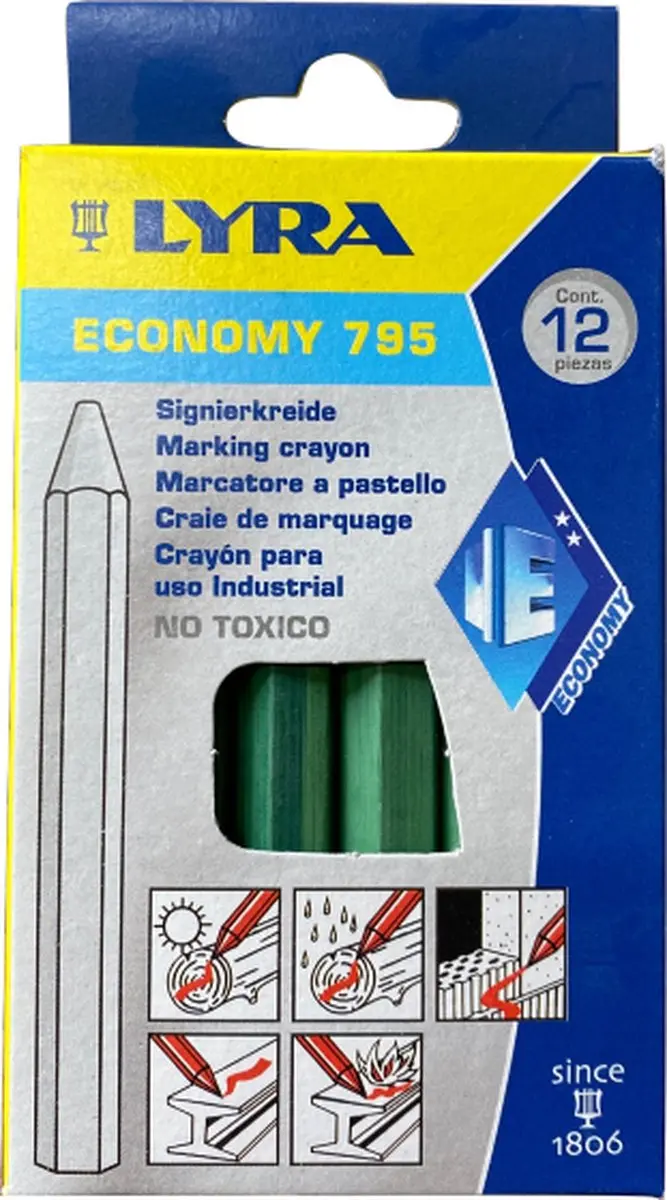 Lyra Merkkrijt Economy 795 Groen - 12 Stuks