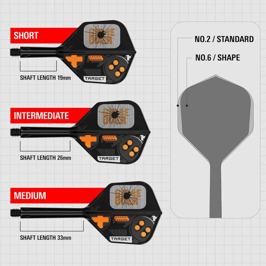 Target K-Flex Game Over NO6 Dart Flights - 3 Stuks - Zwart/Oranje
