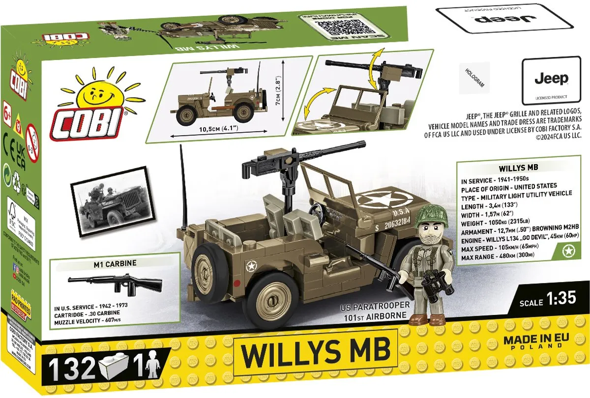 Cobi Willys MB Jeep Bouwset 132-delig 1:35 - Meerkleurig