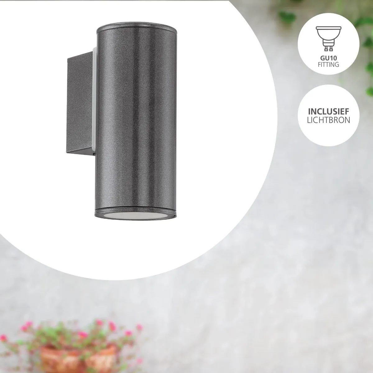 Eglo Riga Wandlamp Buiten GU10 - Antraciet