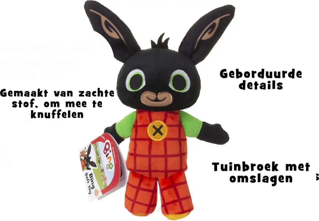 Bing Pluchen Knuffel 20cm - Zwart/Rood
