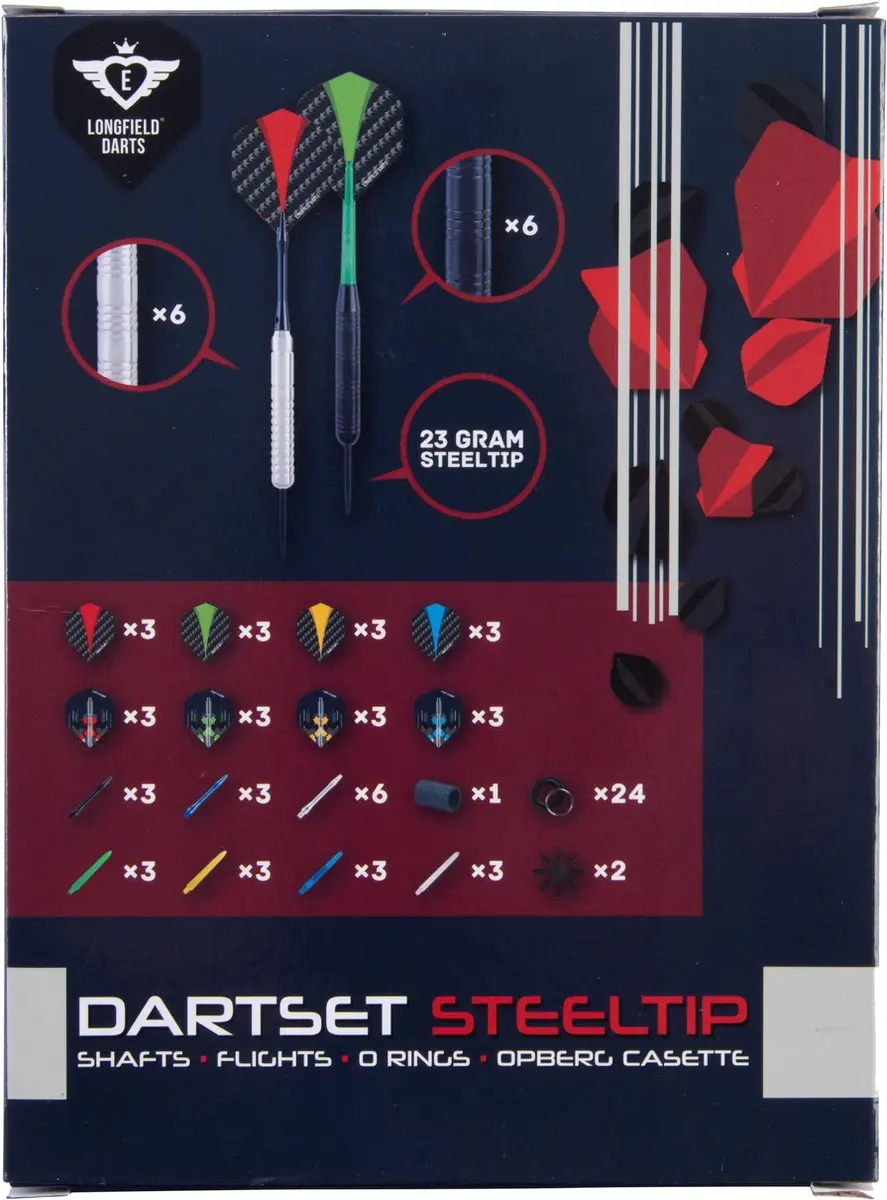 Longfield Darts 4 Sets Steeltip Brass Tungsten Look 23g - 12 Stuks