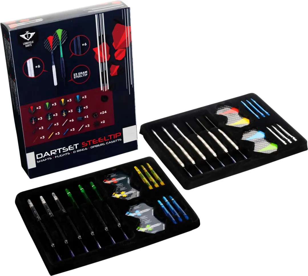 Longfield Darts 4 Sets Steeltip Brass Tungsten Look 23g - 12 Stuks