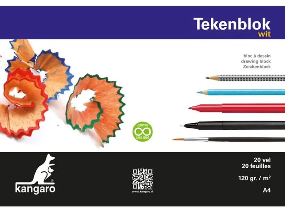 Kangaro K-5554 Tekenblok A4 Wit - 40 Vel 120gr - afbeelding 6 van 6