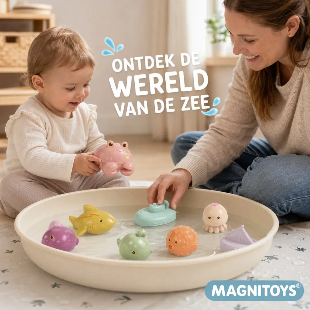MagniToys Badspeelgoed 9 Stuks - Zeedieren & Bootjes