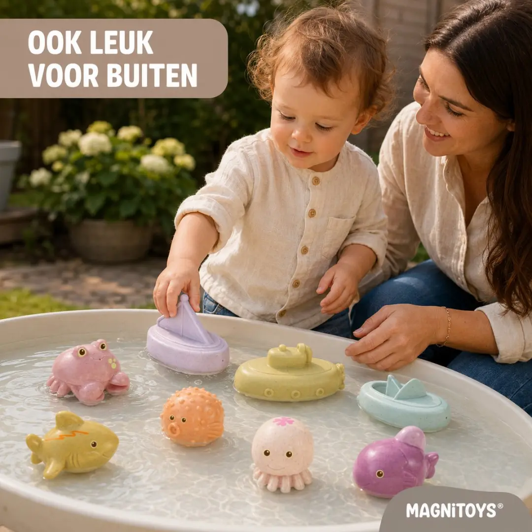MagniToys Badspeelgoed 9 Stuks - Zeedieren & Bootjes
