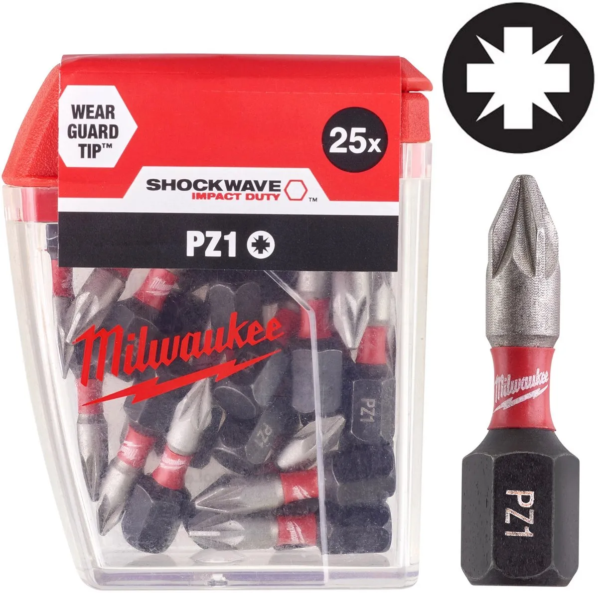 Milwaukee Shockwave Impact Duty PZ1 Schroefbits 25mm - 25 Stuks - afbeelding 5 van 6