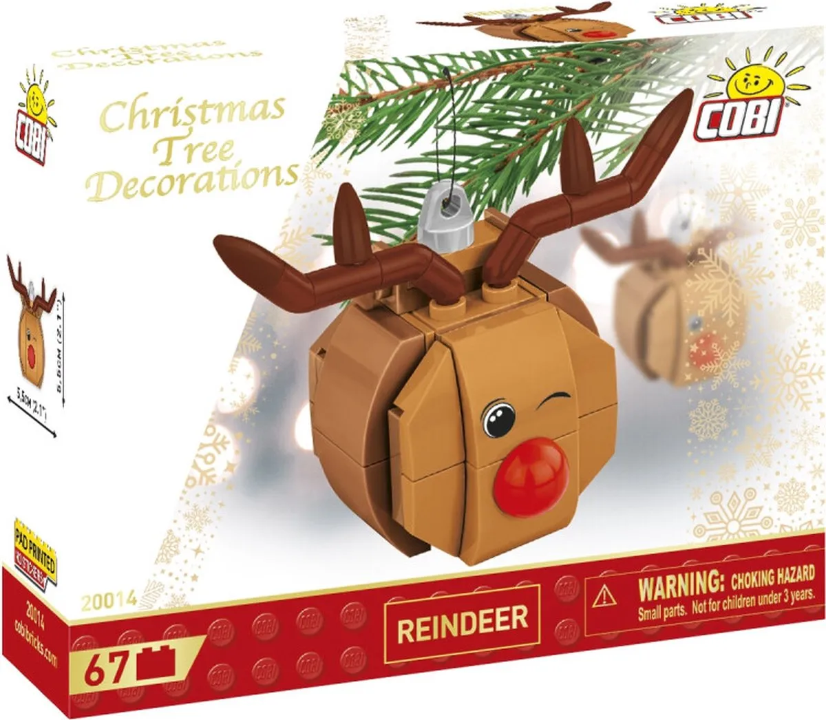 Cobi Kerstboomdecoratie Rendier met rode neus COBI-20014