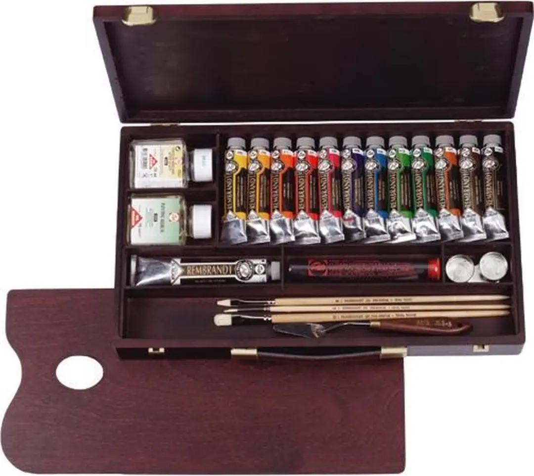 Rembrandt Oil Colour Professional 12x40ml + 60ml Set - met penselen & hulpmiddelen
