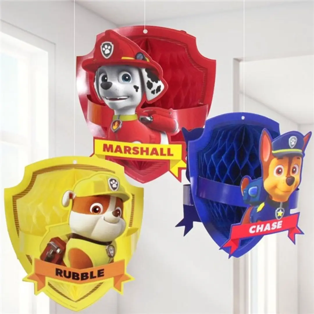 PAW Patrol Honeycomb Feestdecoratie 17cm - 3 Stuks - Multicolor