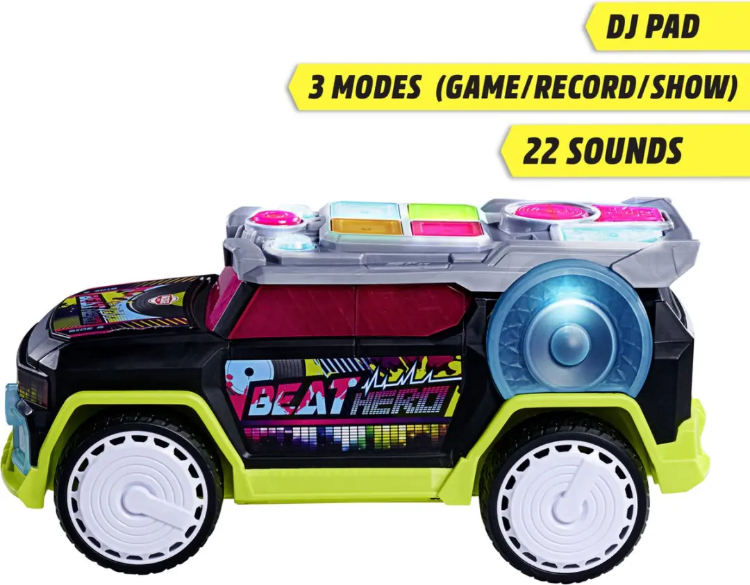 Dickie Beat Hero Auto 33cm - Zwart/Paars/Blauw/Geel