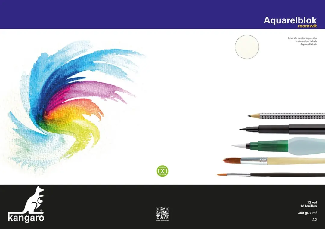 Kangaro Aquarelpapier A2 300g - 12 Vel - Roomwit
