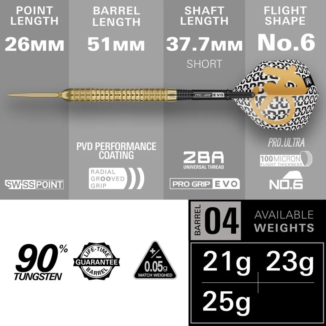 Target Bolide Envy 04 Swiss Point Dartpijlen - 3 Stuks - Goud