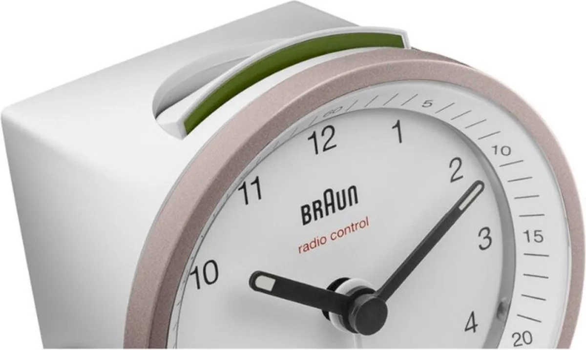 Braun BC07PW-DCF Wekker - Analoog Radiogestuurd 8cm - Wit Roze