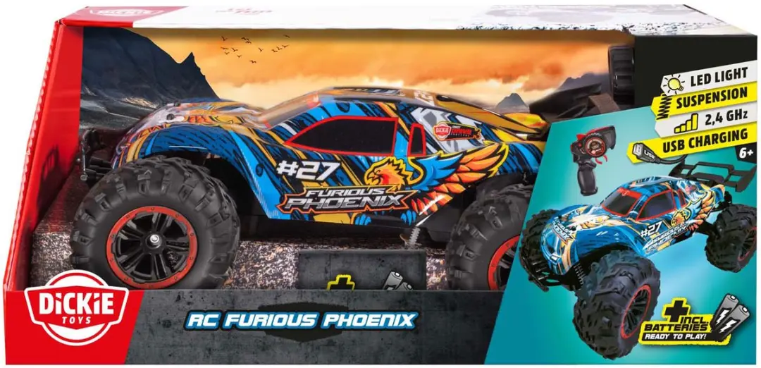 Dickie Toys Rc Furious Phoenix Racewagen 201108003 - Blauw/Oranje/Zwart