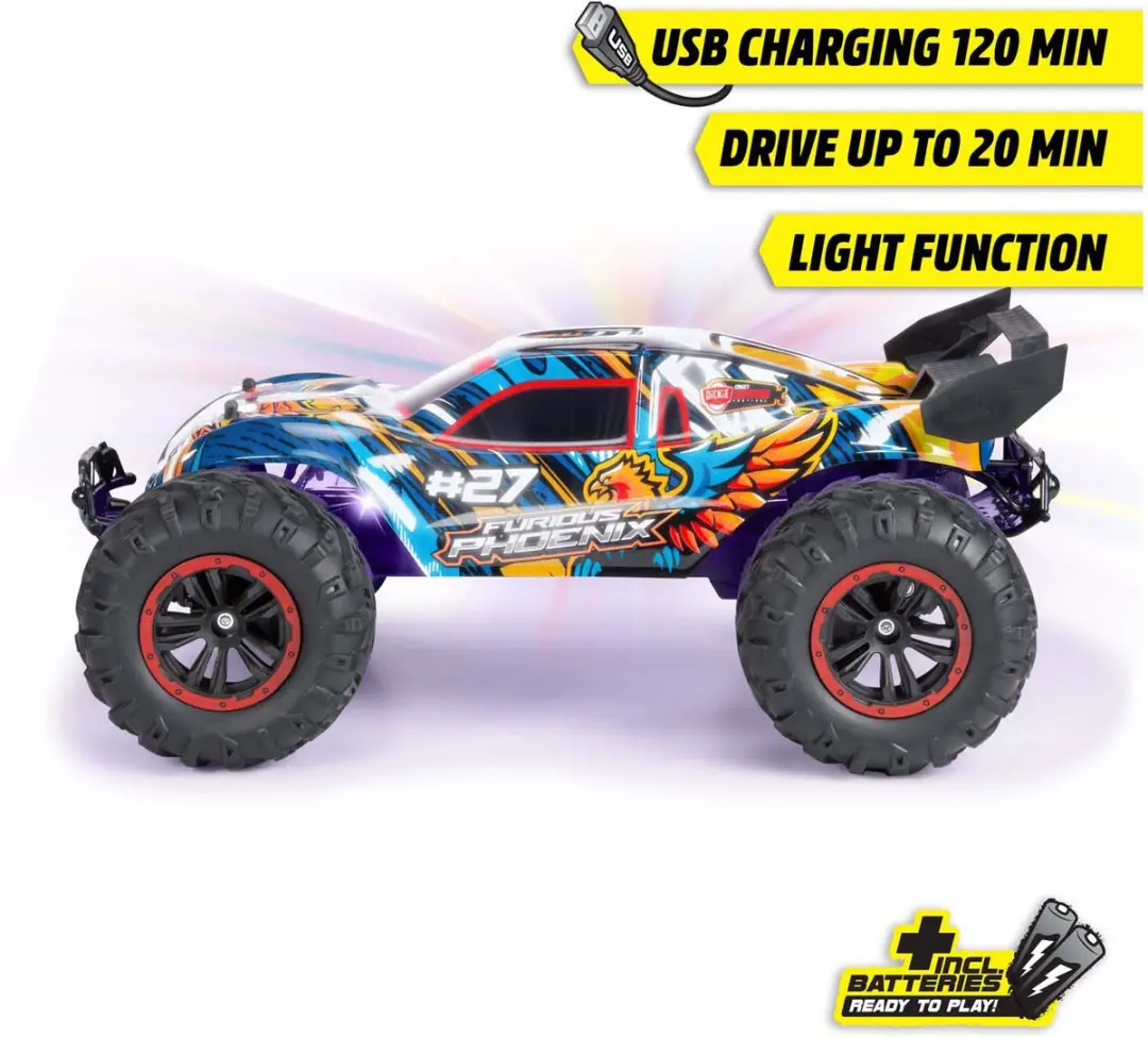 Dickie Toys Rc Furious Phoenix Racewagen 201108003 - Blauw/Oranje/Zwart