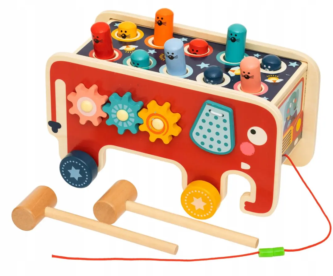 BK Montessori Houten Kubus Slaande Olifant 7871 - Multicolor