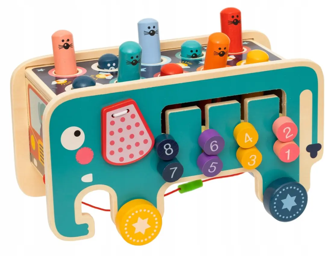BK Montessori Houten Kubus Slaande Olifant 7871 - Multicolor
