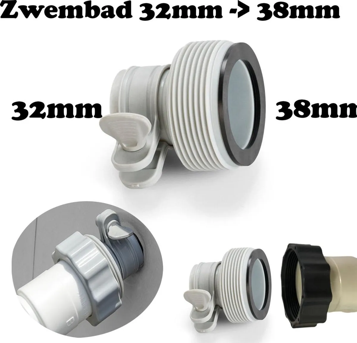 Intex Slangadapter B 38-32mm 2 Stuks - wit/grijs