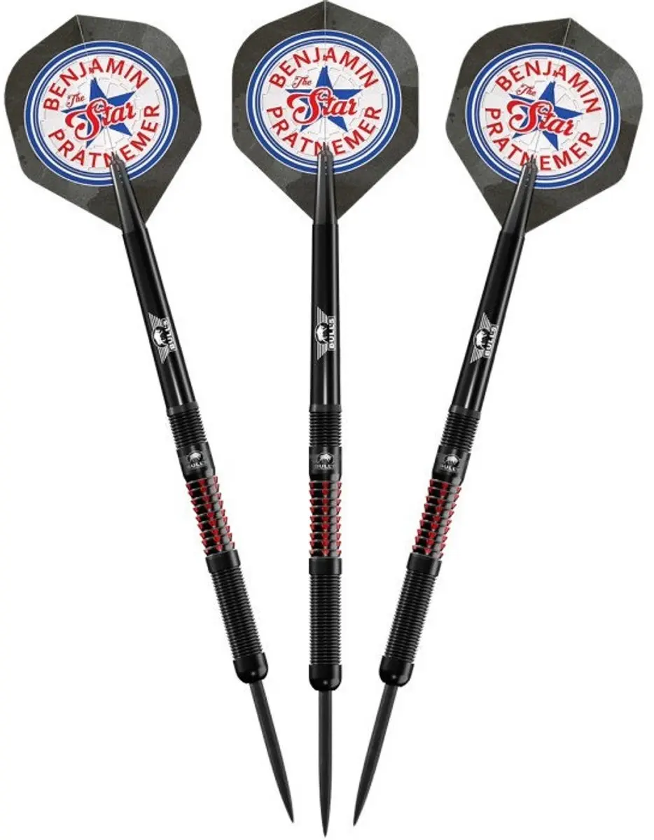 Bull's Benjamin Pratnemer 90% Dartpijlen - 3 Stuks - Rood/Zwart