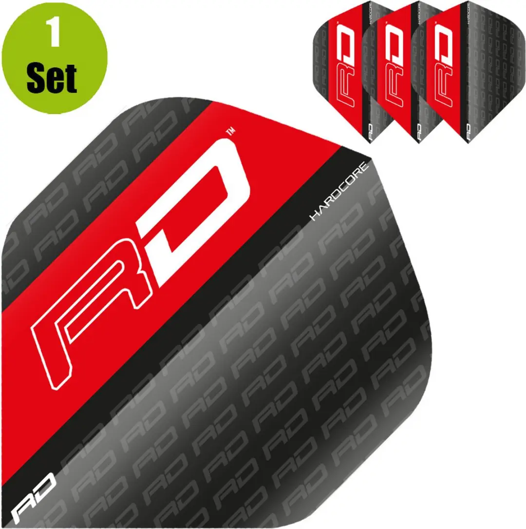 Red Dragon Hardcore XT TF6429 Dart Flights - 3 Stuks - Rood/Zwart