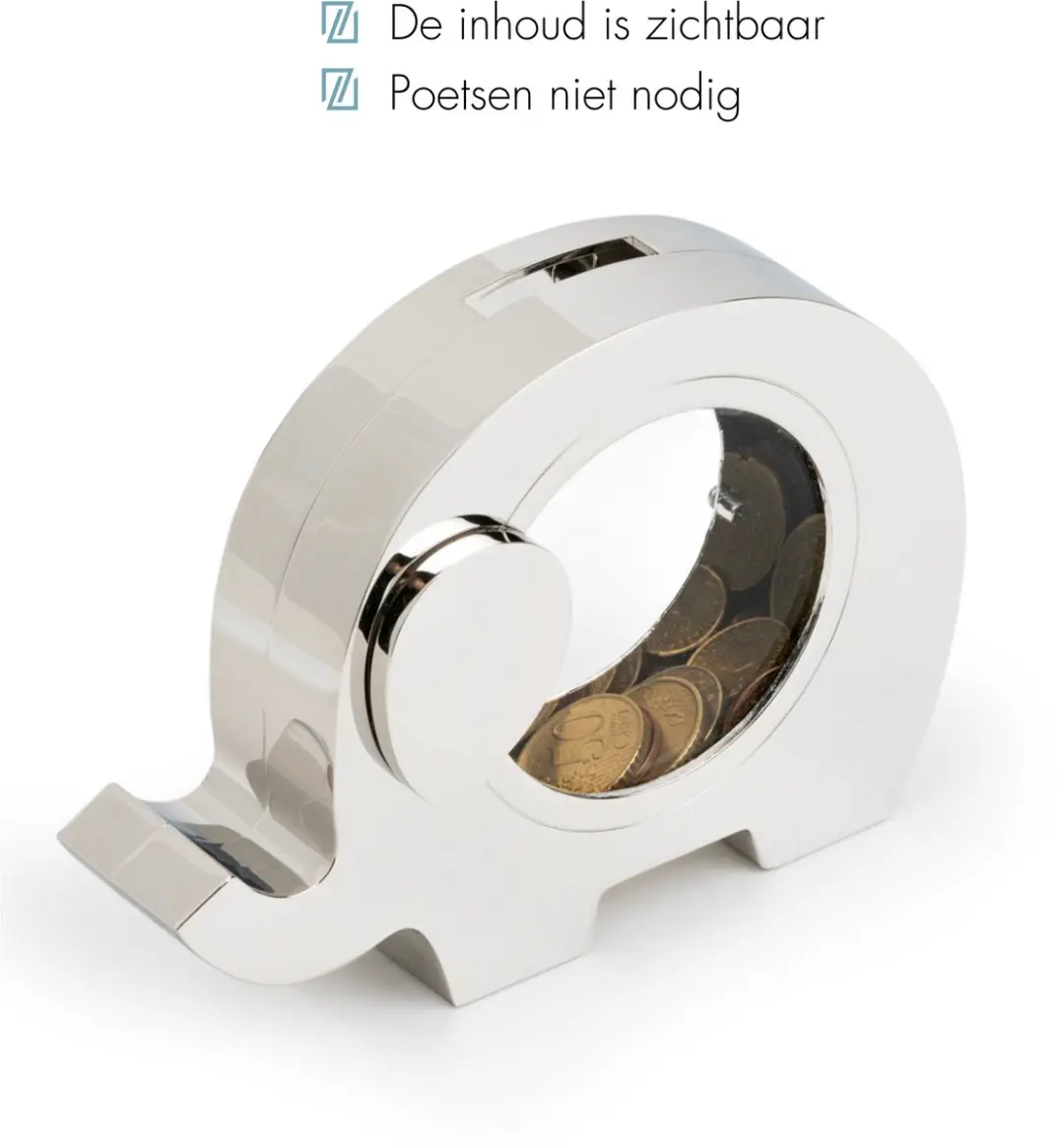 Zilverstad Spaarpot Olifant - Zilver Transparant